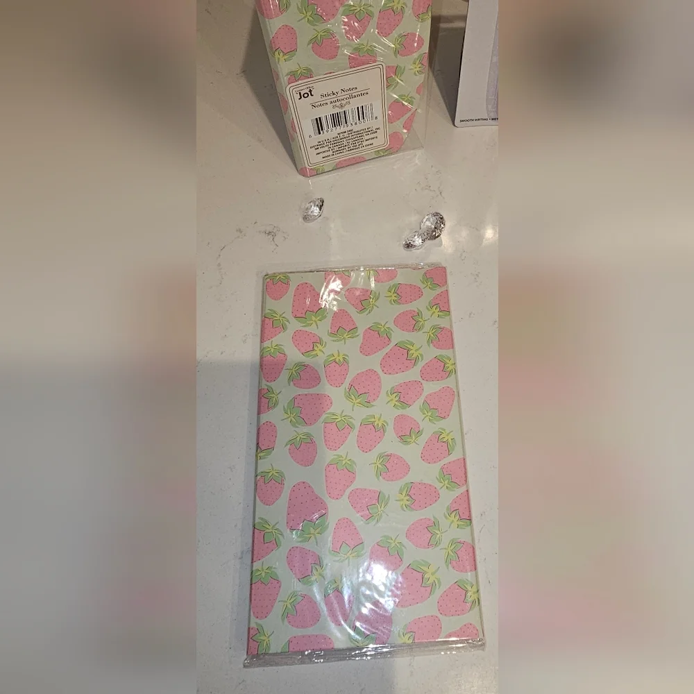 Strawberry & Pink Theme Stationary/Sticky Note Gift Set (4 piece)